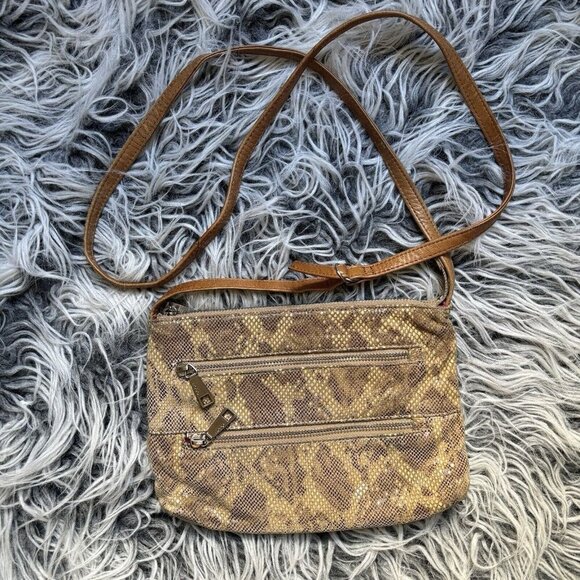 Hobo Python Mara Autumn Brown Snakeskin Leather Purse‎ Shoulder Bag Crossbody - Picture 1 of 8